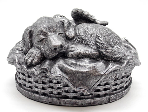 Large Angel Dog Urn - Silver