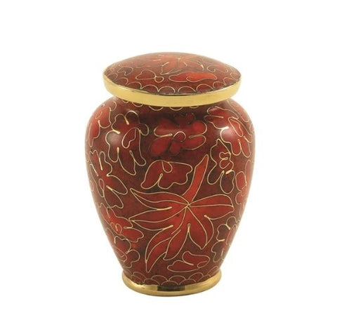 Auburn Leaves Cloisonne Cremation Keepsake Urn