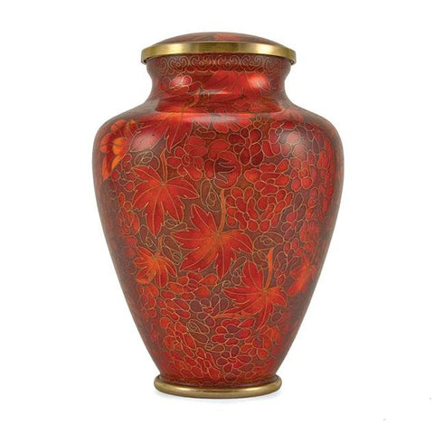 Auburn Leaves Cloisonne Cremation Urn