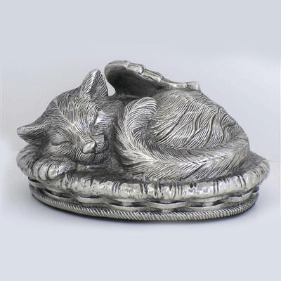 Angel Cat Urn - Silver