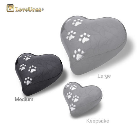 Midnight Pearlescent Paw Print Heart - Medium