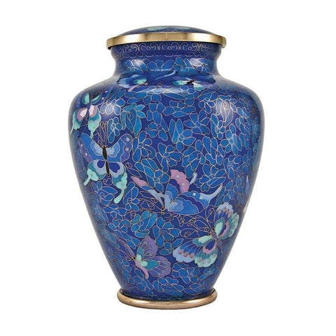 Nouveau Butterfly Cloisonné Cremation Urn