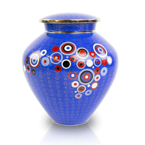 Opulence Blue Geometric Cloisonné Cremation Urn