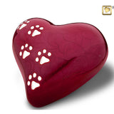 Red Pearlescent Paw Print Heart - Large