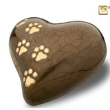 Bronze Pearlescent Paw Print Heart - Keepsake