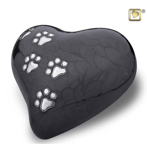 Midnight Pearlescent Paw Print Heart - Large