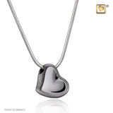 Leaning Heart™ Two-Tone Black Ruthenium Plated Cremation Pendant