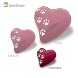 Red Pearlescent Paw Print Heart - Keepsake