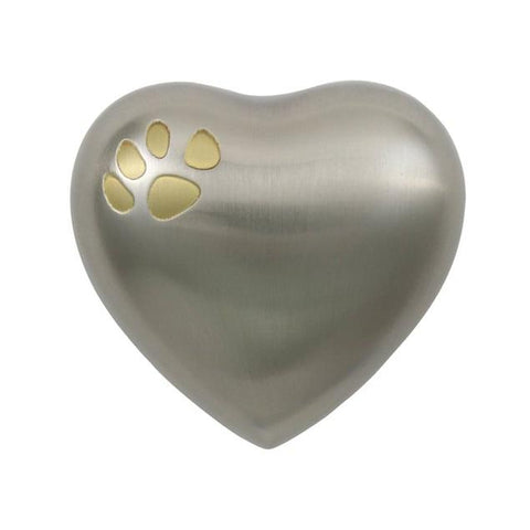 Pewter Pet Paw Heart Keepsake Urn